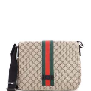 Gucci Web Flap Messenger Bag Gg Coated #323191G11B